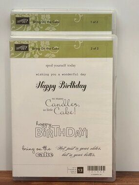 STAMPIN UP 121958 BRING ON THE CAKE 1 & 2 CLEAR MOUNT RUBBER STAMP SET BIRTHDAY